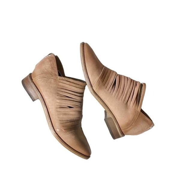 FP FREE PEOPLE Brown Tan Lost Valley Ankle Strap Booties Boots Shoes Zip 38 7.5 - Picture 12 of 12